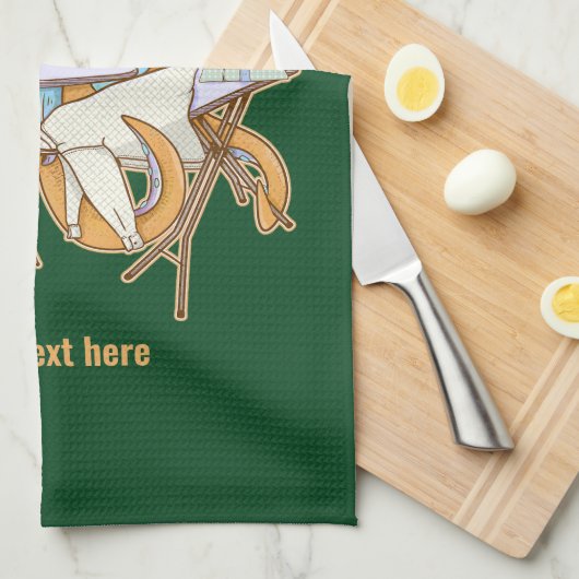 Kraken bügeln, überwältigt von der Arbeit. Geschirrtuch (Viertel Falte)