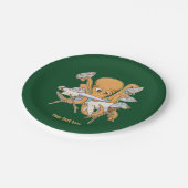 Kraken bügeln, überwältigt von der Arbeit. Pappteller (Schrägansicht)