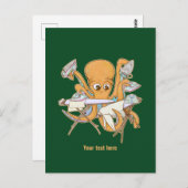 Kraken bügeln, überwältigt von der Arbeit. Postkarte (Vorne/Hinten)