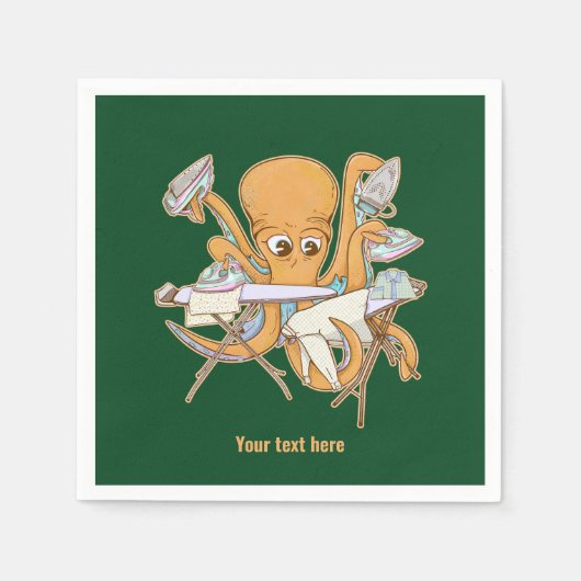 Kraken bügeln, überwältigt von der Arbeit. Serviette (Vorderseite)