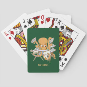 Kraken bügeln, überwältigt von der Arbeit. Spielkarten