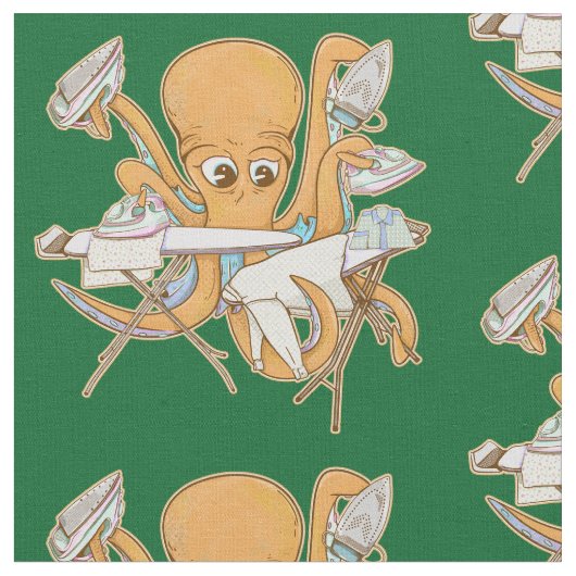 Kraken bügeln, überwältigt von der Arbeit. Stoff (Nahaufnahme)