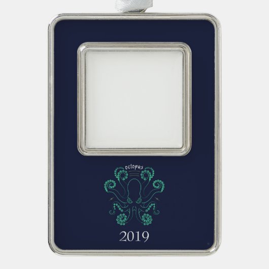 Kraken Cephalopod Tentacles Rahmen-Ornament Silber (Vorderseite)