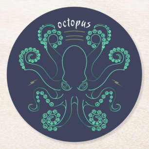 Kraken Cephalopod Tentacles Runder Pappuntersetzer