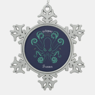 Kraken Cephalopod Tentacles Schneeflocken Zinn-Ornament
