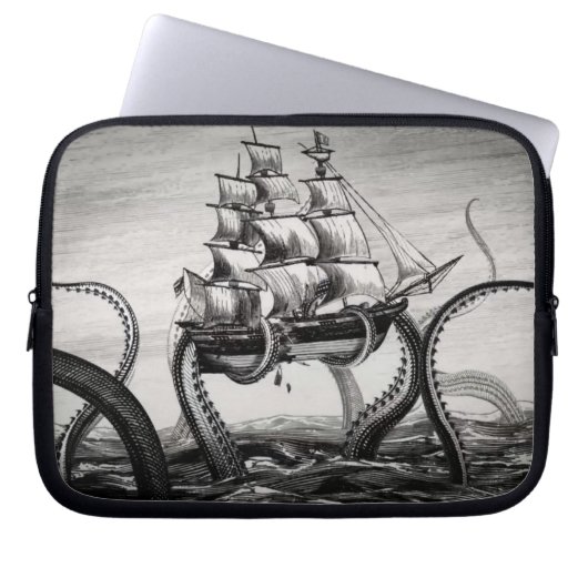 Kraken, das einen Piraten/ein Segelschiff 10" Laptopschutzhülle (Vorderseite)