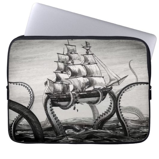 Kraken, das einen Piraten/ein Segelschiff 13" Laptopschutzhülle (Vorderseite)