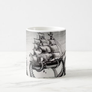 Kraken, das Piraten-/Segeln-Schiffs-Weiß-Tasse Kaffeetasse