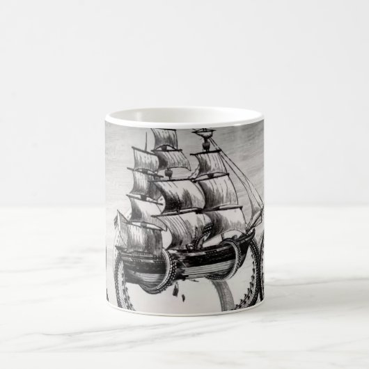 Kraken, das Piraten-/Segeln-Schiffs-Weiß-Tasse Kaffeetasse (Mittel)