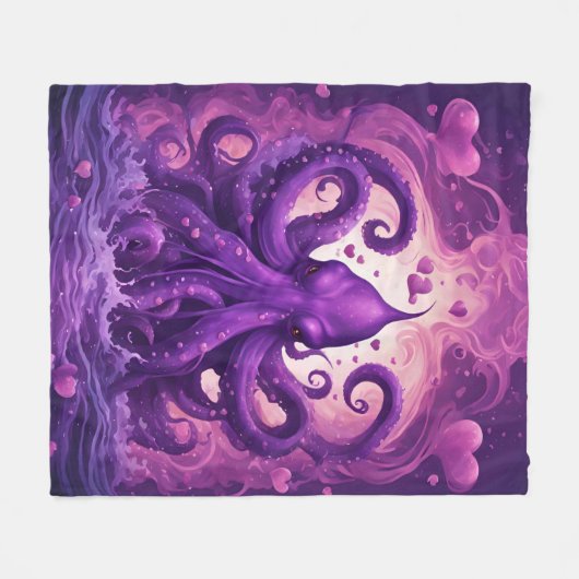 Kraken des Herzens Fleecedecke (Vorderseite (Horizontal))