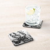 Kraken Eatting ein Segelschiff Getränkeuntersetzer (Rechte Seite)