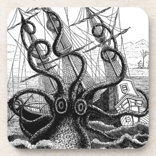 Kraken Eatting ein Segelschiff Getränkeuntersetzer