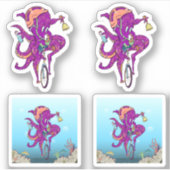 Kraken Einrad fahren Aufkleber (Vorderseite)