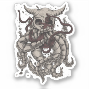 Kraken Evil Horned Skull Octopus Tentacles Anker Aufkleber