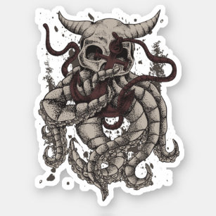 Kraken Evil Horned Skull Octopus Tentacles Anker Aufkleber