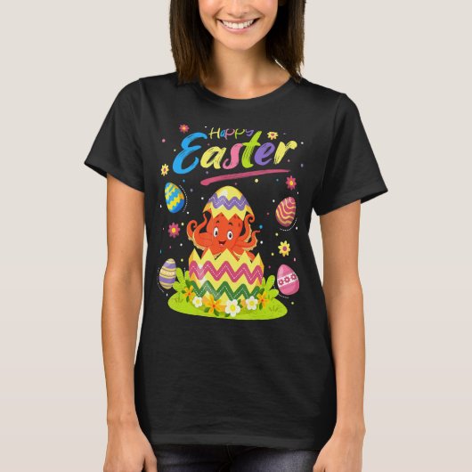 Kraken Fisch Ostern Ei Krake Frohe Ostern T-Shirt (Vorderseite)