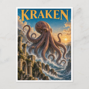 Kraken, Gothic Fantasy Monster Postkarte