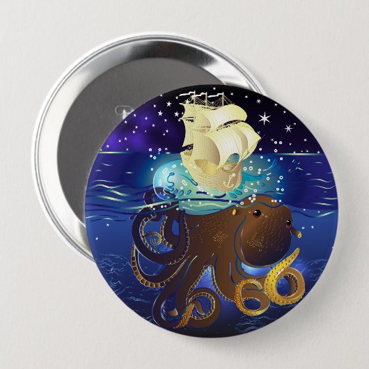 Kraken Groß und Caravella Button (Vorne & Hinten)