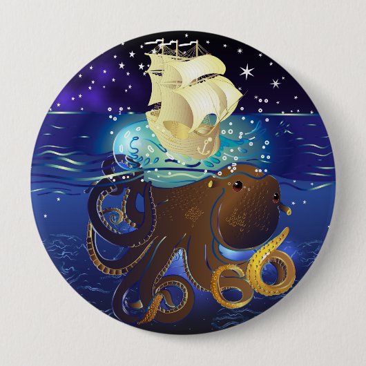 Kraken Groß und Caravella Button (Vorderseite)