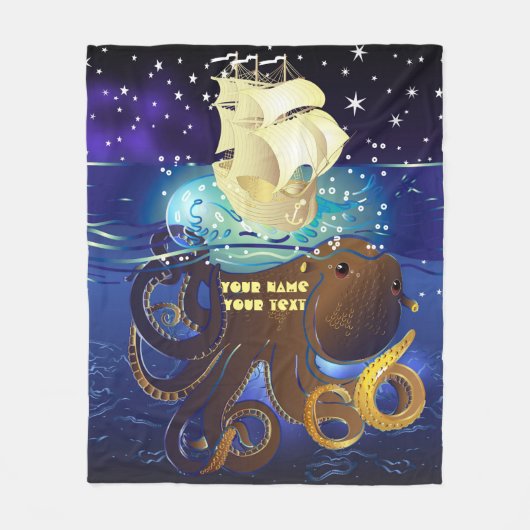 Kraken Groß und Caravella Fleecedecke (Vorderseite)