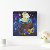 Kraken Groß und Caravella Quadratische Wanduhr (Zuhause)