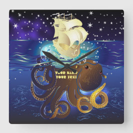 Kraken Groß und Caravella Quadratische Wanduhr