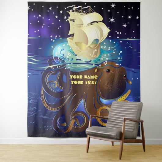 Kraken Groß und Caravella Wandteppich (Beispiel)