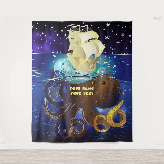 Kraken Groß und Caravella Wandteppich (Vorderseite)