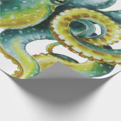 Kraken-grüne Aquarell-Kunst Geschenkpapier (Ecke)