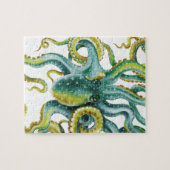 Kraken-grüne Aquarell-Kunst Puzzle (Horizontal)
