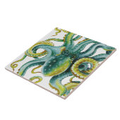 Kraken-grüne Tentakel-Aquarell-Kunst Fliese (Seite)