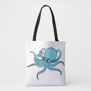 Kraken hält die amerikanische Flagge Tasche