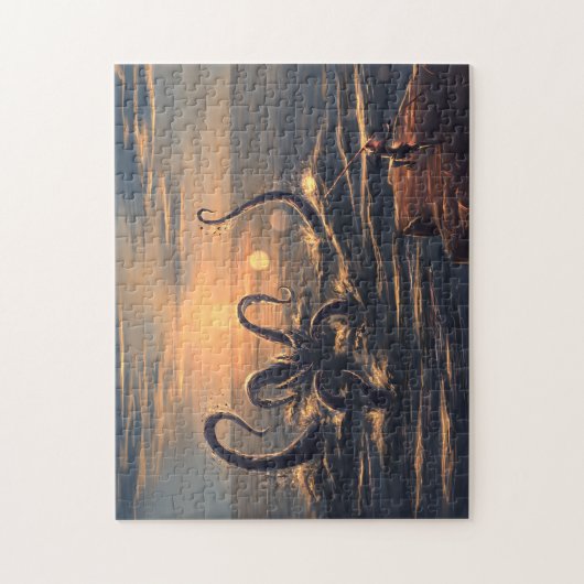 Kraken im Meer bei Sonnenuntergang Puzzle (Vertikal)