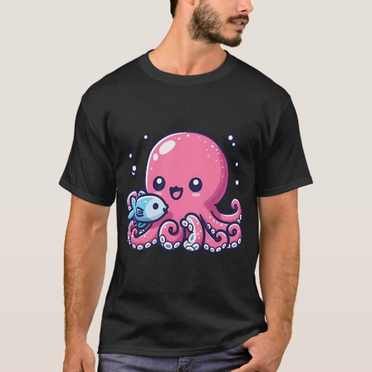 Kraken isst Fisch T-Shirt (Vorderseite)