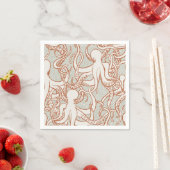 Kraken-Linienkunst | Servietten (Orange & Grau) (Beispiel)