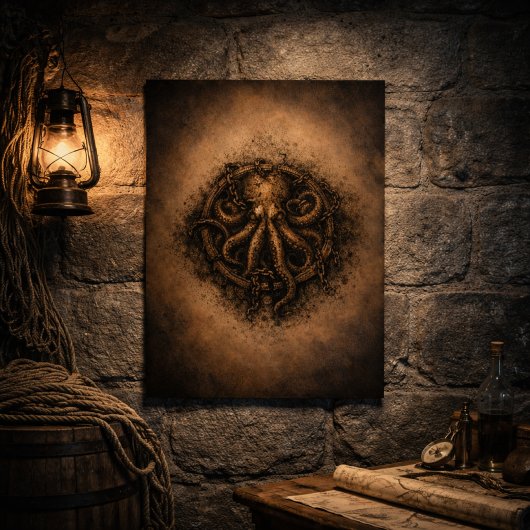 Kraken Mark Pirate Sigil Poster
