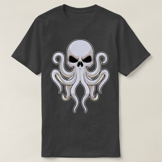 Kraken mit 8 Armen Schädel T-Shirt (Design vorne)