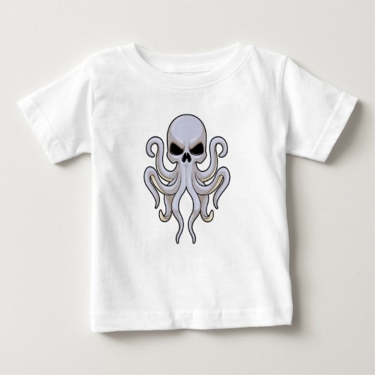 Kraken mit 8 Armen und Schädel Baby T-shirt (Vorderseite)