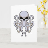 Kraken mit 8 Armen und Schädel Karte (Gelbe Blume)