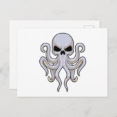 Kraken mit 8 Armen und Schädel Postkarte (Vorne/Hinten)