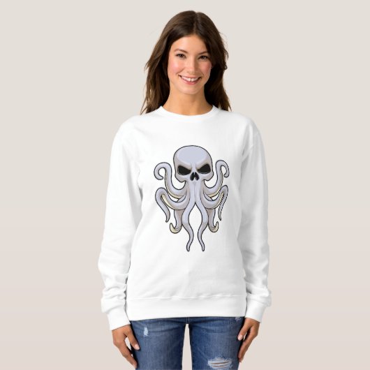 Kraken mit 8 Armen und Schädel Sweatshirt (Vorne ganz)