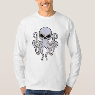 Kraken mit 8 Armen und Schädel T-Shirt
