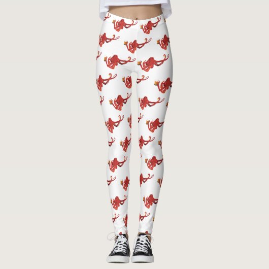 Kraken mit Bier Leggings (Vorderseite)