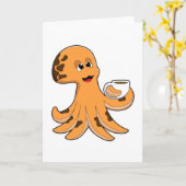 Kraken mit Kaffeetasse Karte (Gelbe Blume)