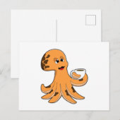 Kraken mit Kaffeetasse Postkarte (Vorne/Hinten)