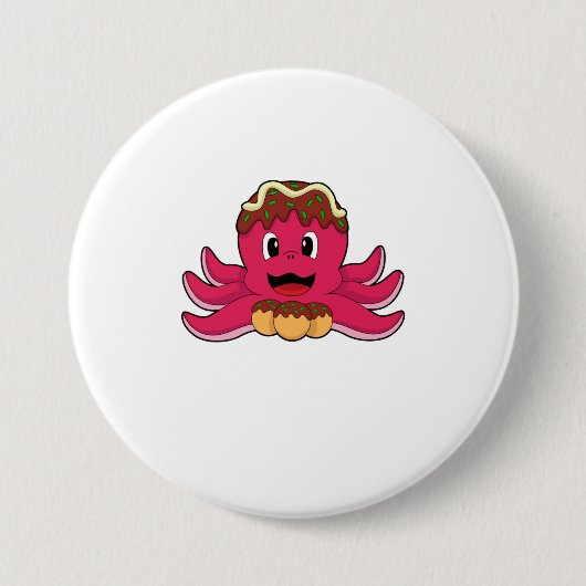 Kraken mit Kuchen Button (Vorderseite)