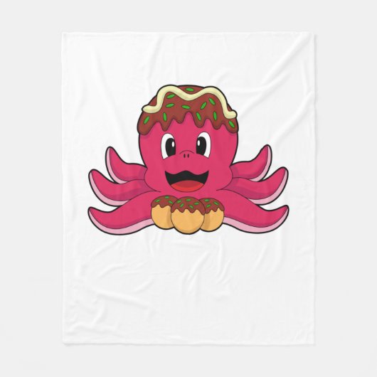 Kraken mit Kuchen Fleecedecke (Vorderseite)