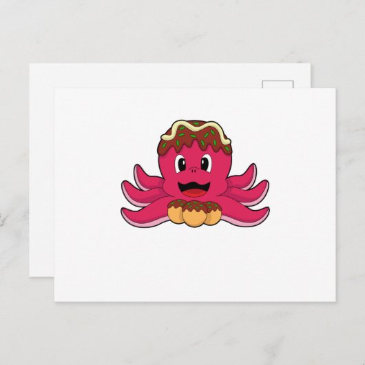 Kraken mit Kuchen Postkarte (Vorne/Hinten)