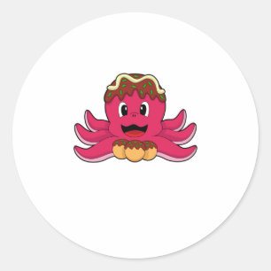 Kraken mit Kuchen Runder Aufkleber