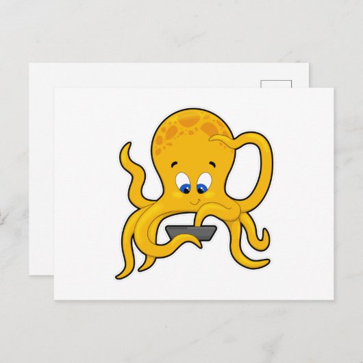 Kraken mit Laptop Postkarte (Vorne/Hinten)